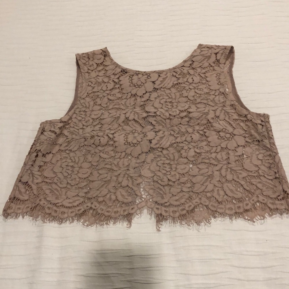 Lace shirt with eyelash fringes on bottom, great open lower back!!